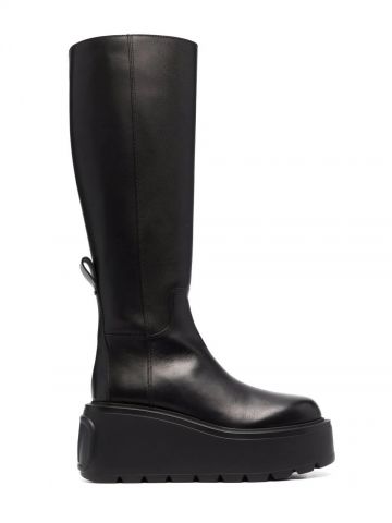Black Uniqueform calfskin boot 85 mm