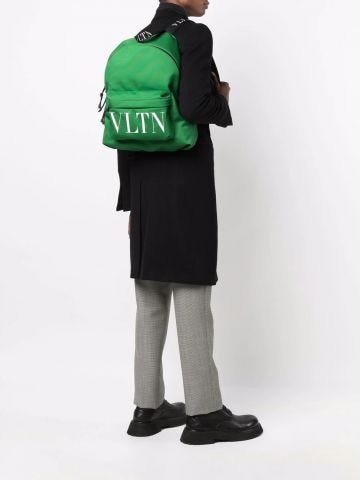 Green and black logo-print backpack