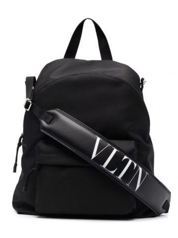 Black VLTN nylon backpack