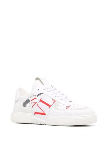White low-top calfskin VL7N sneakers with bands