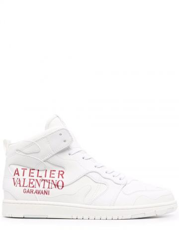 Valentino Garavani Atelier shoes 07 Camouflage Edition mid-top sneakers in white calfskin