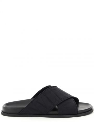 Black VLTN TIMES patterned slipper