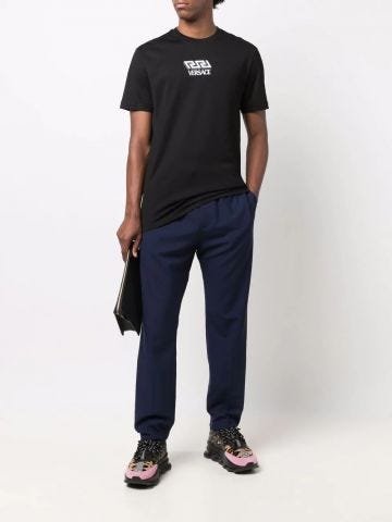 Blue logo-embroidered track pants
