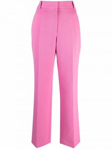 Pink tailored straight-leg trousers