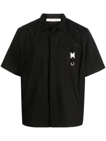 Black short sleeve shirt with buckle detail