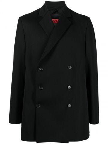 Cappotto doppiopetto nero in lana