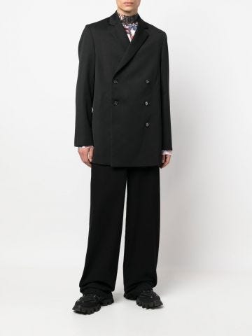 Cappotto doppiopetto nero in lana