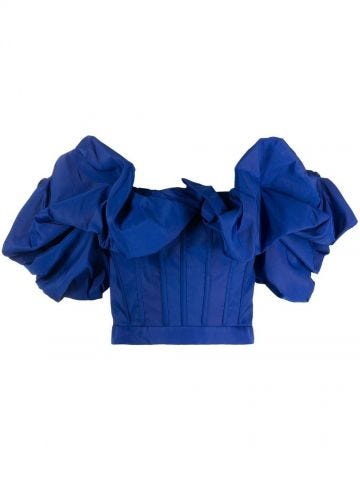 Blue off-shoulder corset-style top