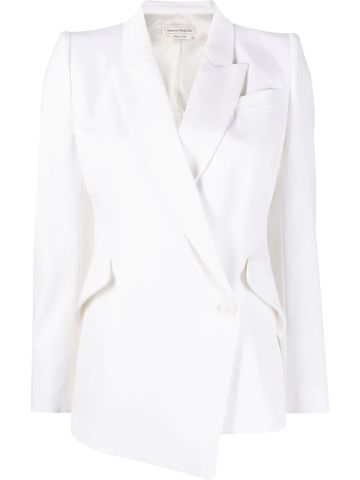 White single-breasted asymmetrical blazer