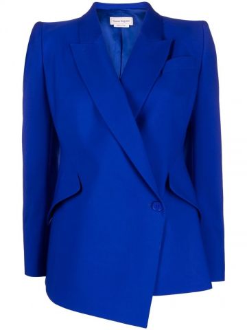 Blue double-breasted asymmetrical blazer