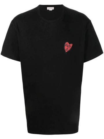 T-shirt nera con applicazione
