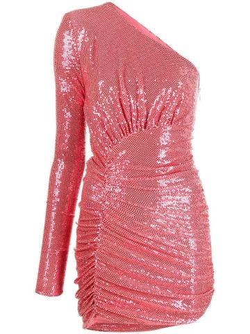 Pink one-shoulder sequined short dress Ella