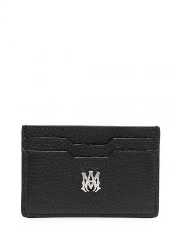 Black logo-plaque leather wallet