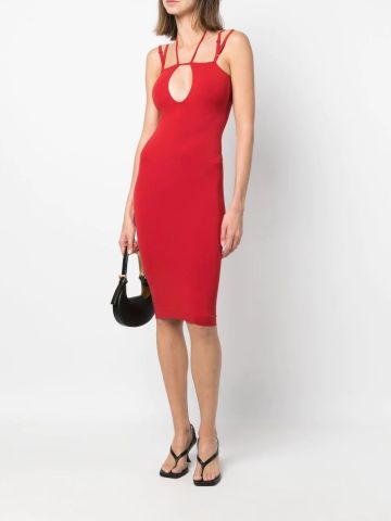 Red short dress with cut-out detail and thin straps