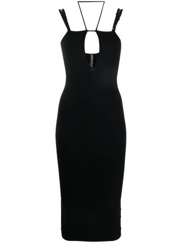 Black short dress with cut-out detail and thin straps