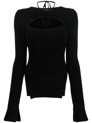 Black long-sleeved jersey with cut-out