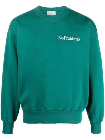 No Problemo green crewneck sweatshirt with logo