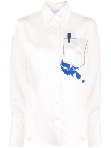 White Tribute Ink Stain Shirt