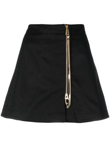 Black miniskirt with gold zipper