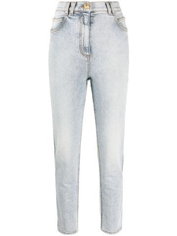 Light blue slim high-waisted jeans