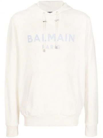White hoodie with front logo