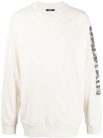 White crewneck sweatshirt with sleeve print