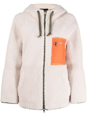 Beige merino-wool zip-up jacket