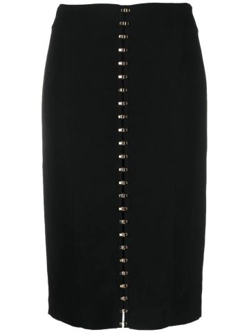 Black fitted skirt with eyelets