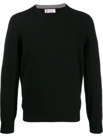 Black long-sleeved crew-neck jumper