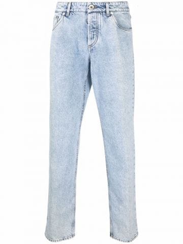 Straight jeans with  bleached effect