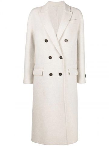 Marble white double-breasted cashmere Coat