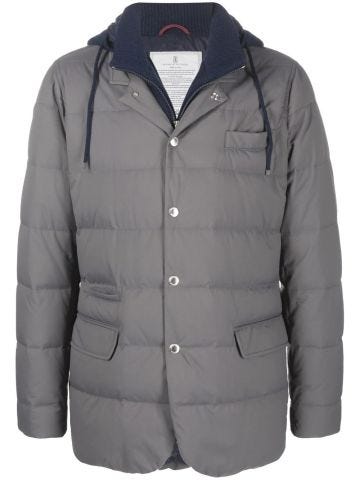 Gray padded jacket with layered design