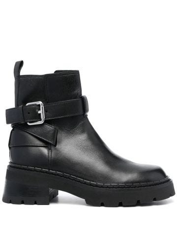 Warner black ankle boots with buckle