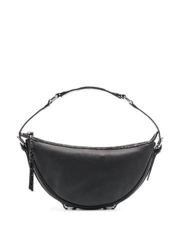Black shoulder bag with grained leather