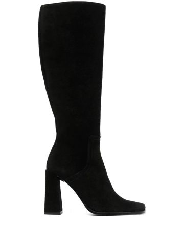 Tia black suede wide heel boots