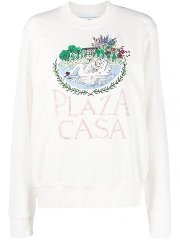 Plaza Casa white sweatshirt with embroidery