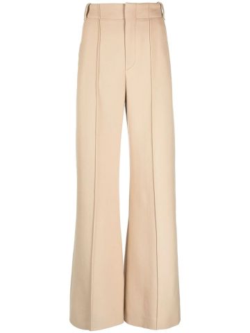 High-waisted beige tailored pants