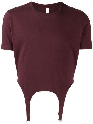 Garter T-shirt with cut-out detail in red