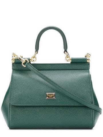 Green tote bag with shoulder strap and Sicily small handle