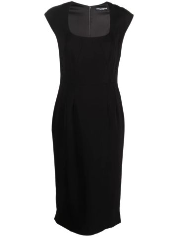 Black midi dress with tailored cut