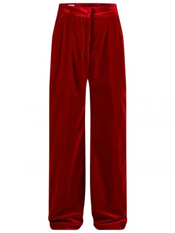Pantaloni svasati regular fit rossi in velluto di cotone