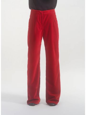Pantaloni svasati regular fit rossi in velluto di cotone