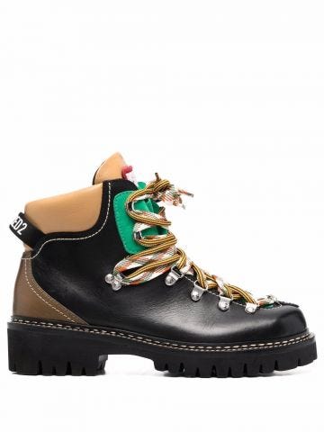 Black hiker style leather boots