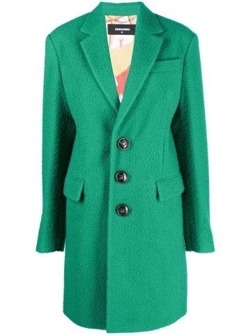 Green single-breasted wool coat