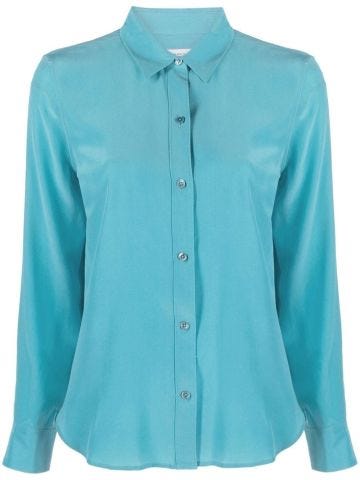 Light blue silk shirt with buttons