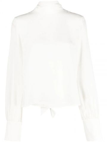 White long-sleeved blouse with bow at the back