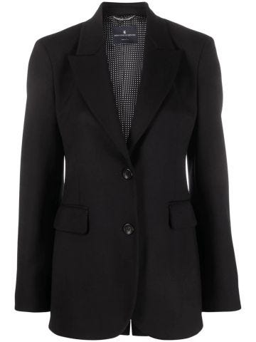 Black single-breasted blazer with classic reverse
