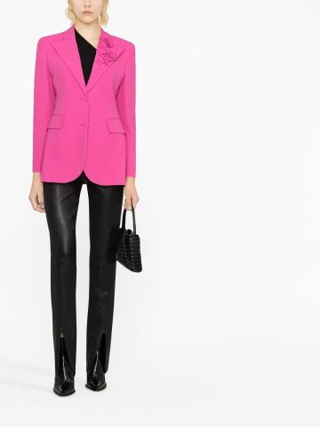 Fuchsia single-breasted blazer with floral details