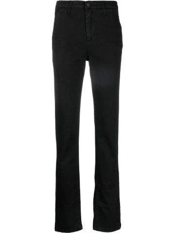 Black high-waisted flared jeans