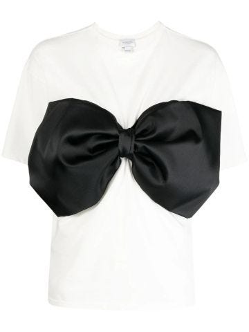 White short-sleeved T-shirt with oversize bow